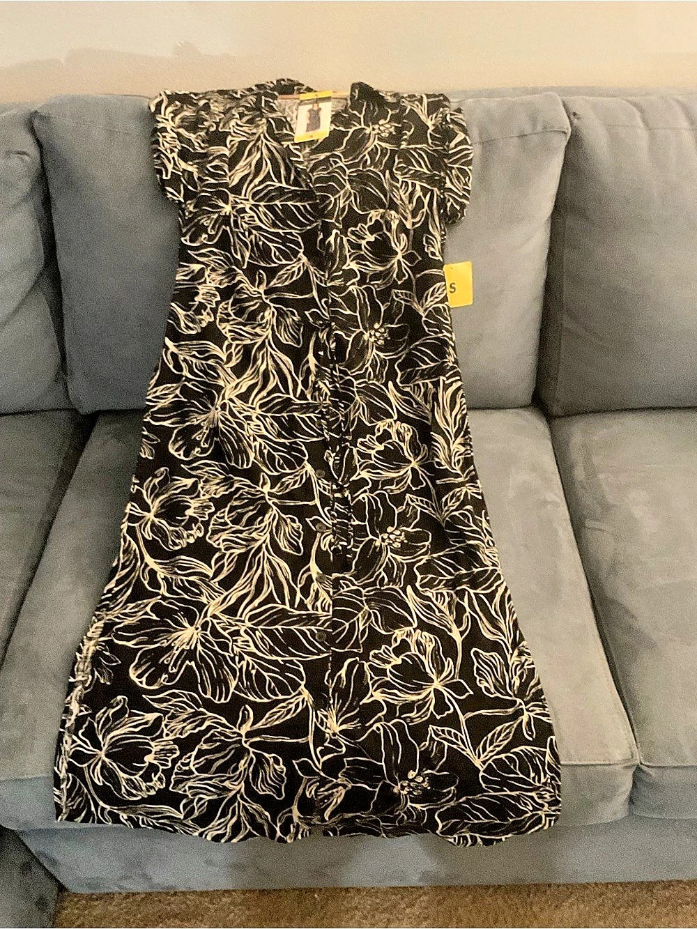 Max Studio Floral Maxi Dress in Black & Cream